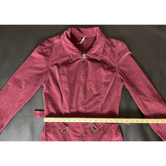 Free People Take Me Out Mulberry Corduroy Jumpsuit 6 Zip Front Utility Boho $148 - Picture 6 of 13